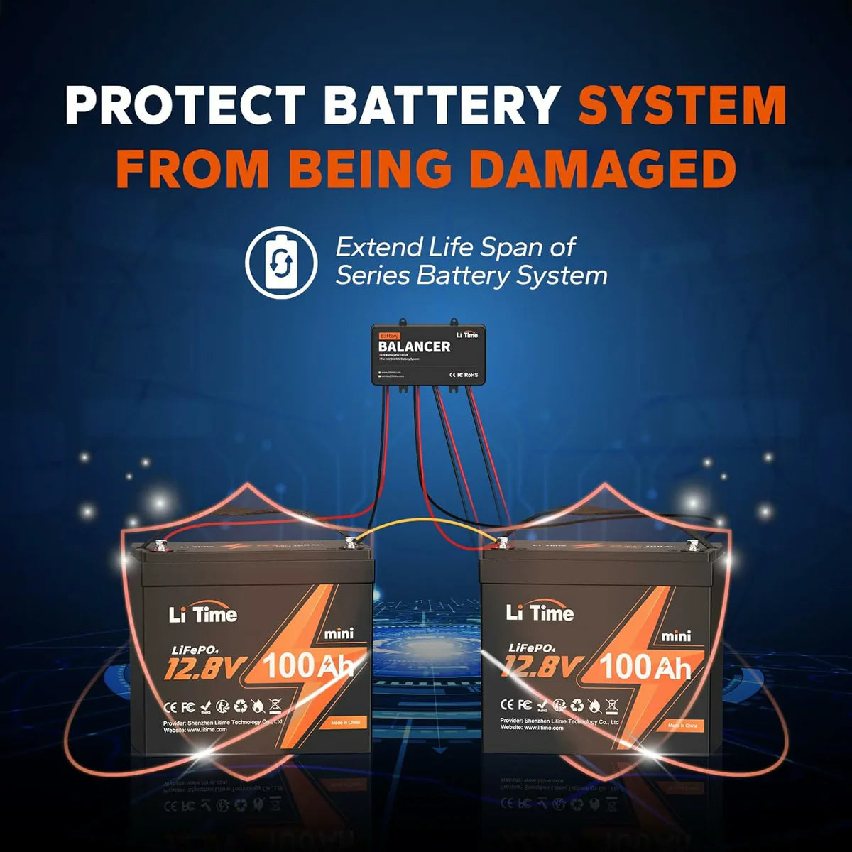 LiTime 48V Battery Balancer for 24V/36V/48V Battery Bank