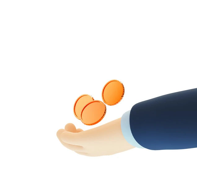 an illustration of a hand receiving gold coins, representing the LiPoints and customer rewards program