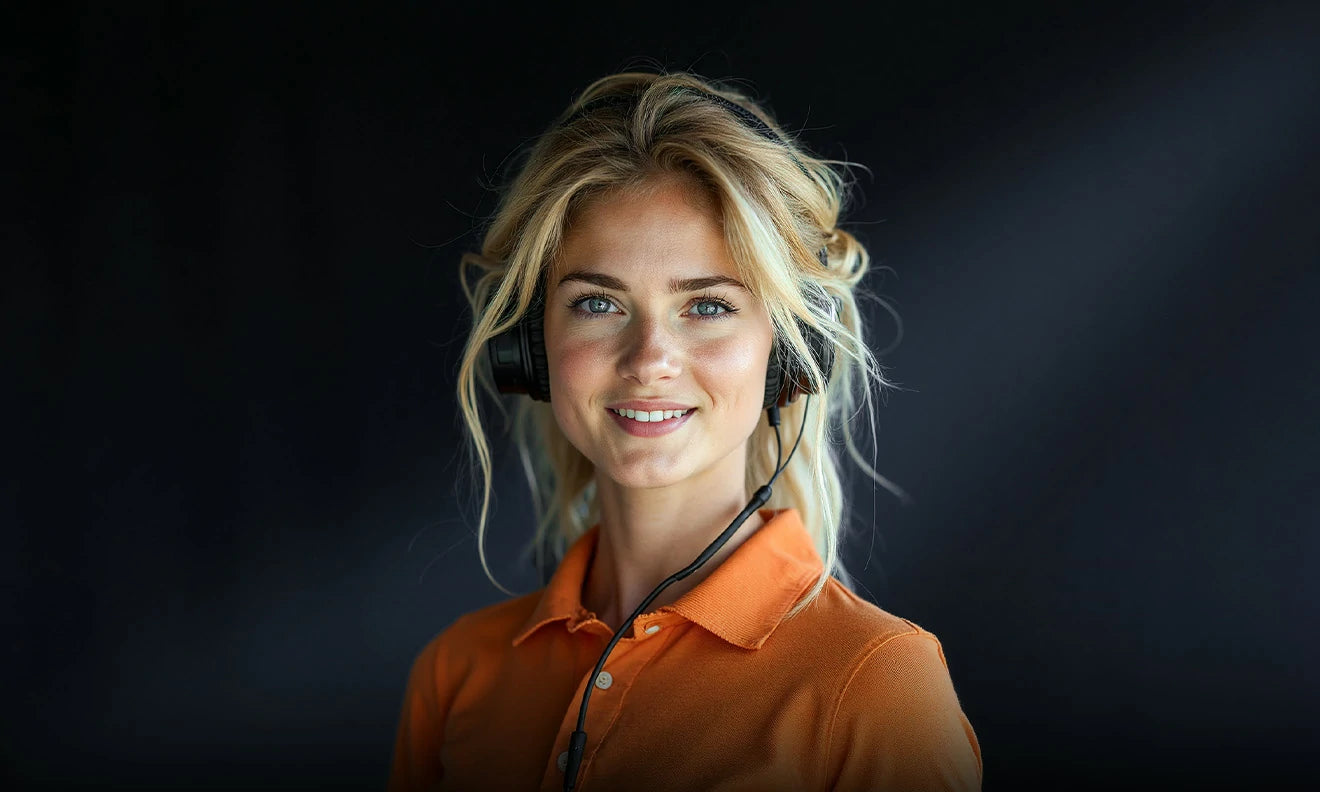 A friendly female customer support expert with a headset, representing LiTime's 24/7 expert support