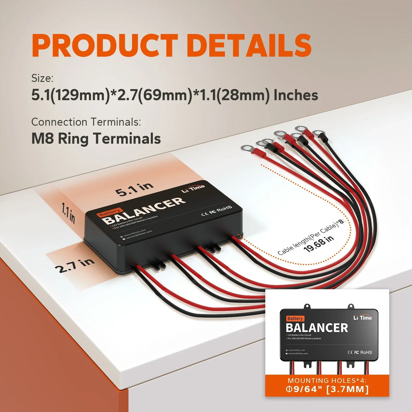LiTime 48V Battery Balancer for 24V/36V/48V Battery Bank
