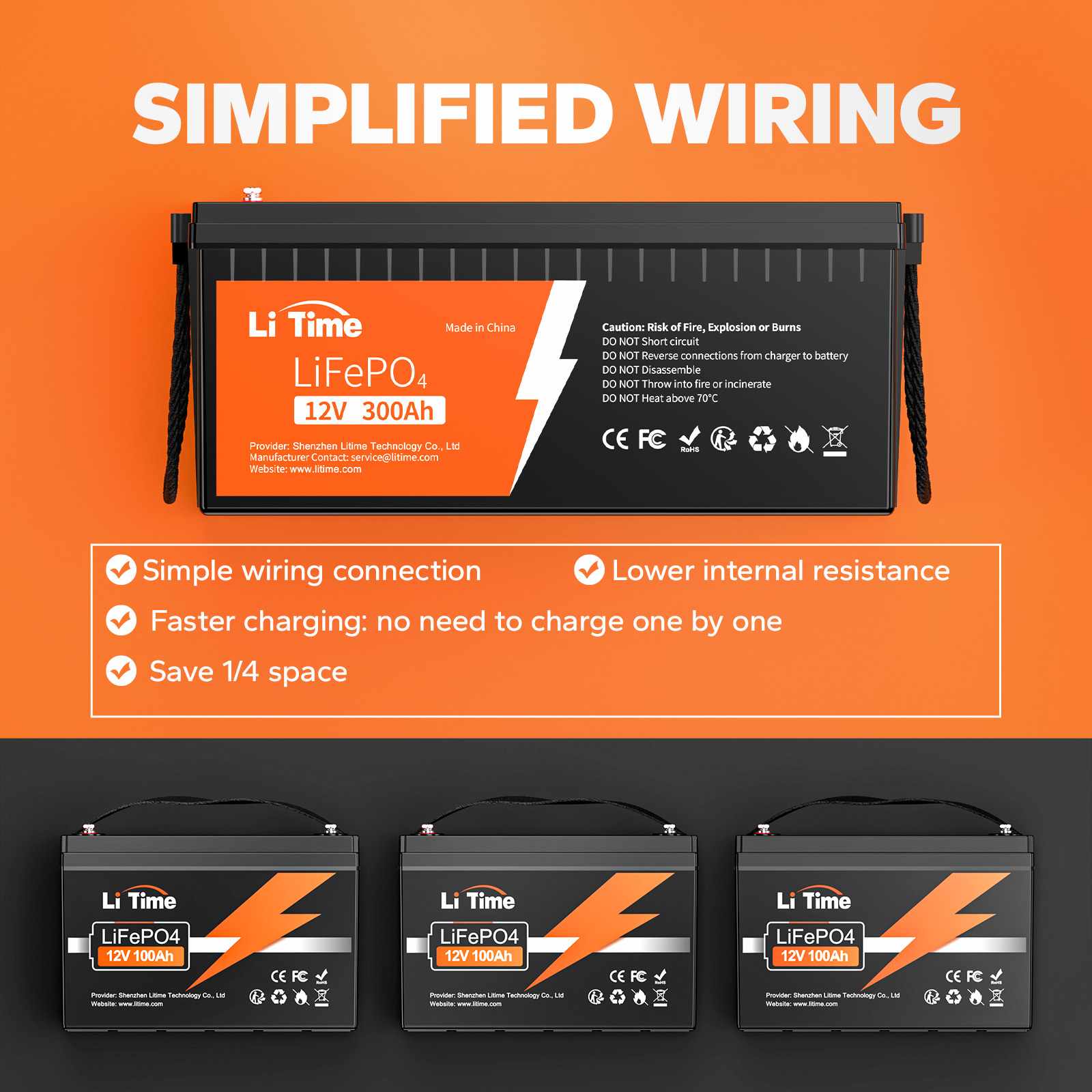 LiTime 12V 300Ah Lithium Battery
