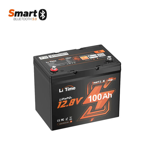 12V 100Ah Group 24 Bluetooth LiFePO4 Lithium Deep Cycle Battery 1000