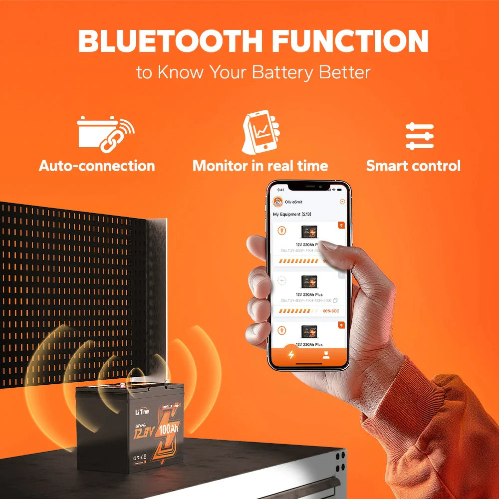 bluetooth function of litime group 24 battery:real monitor and smart control