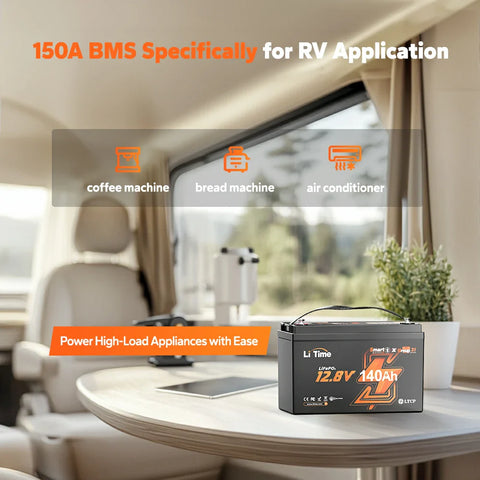 LiTime 12V 140Ah Bluetooth Lithium Battery for RV and Trolling Motor