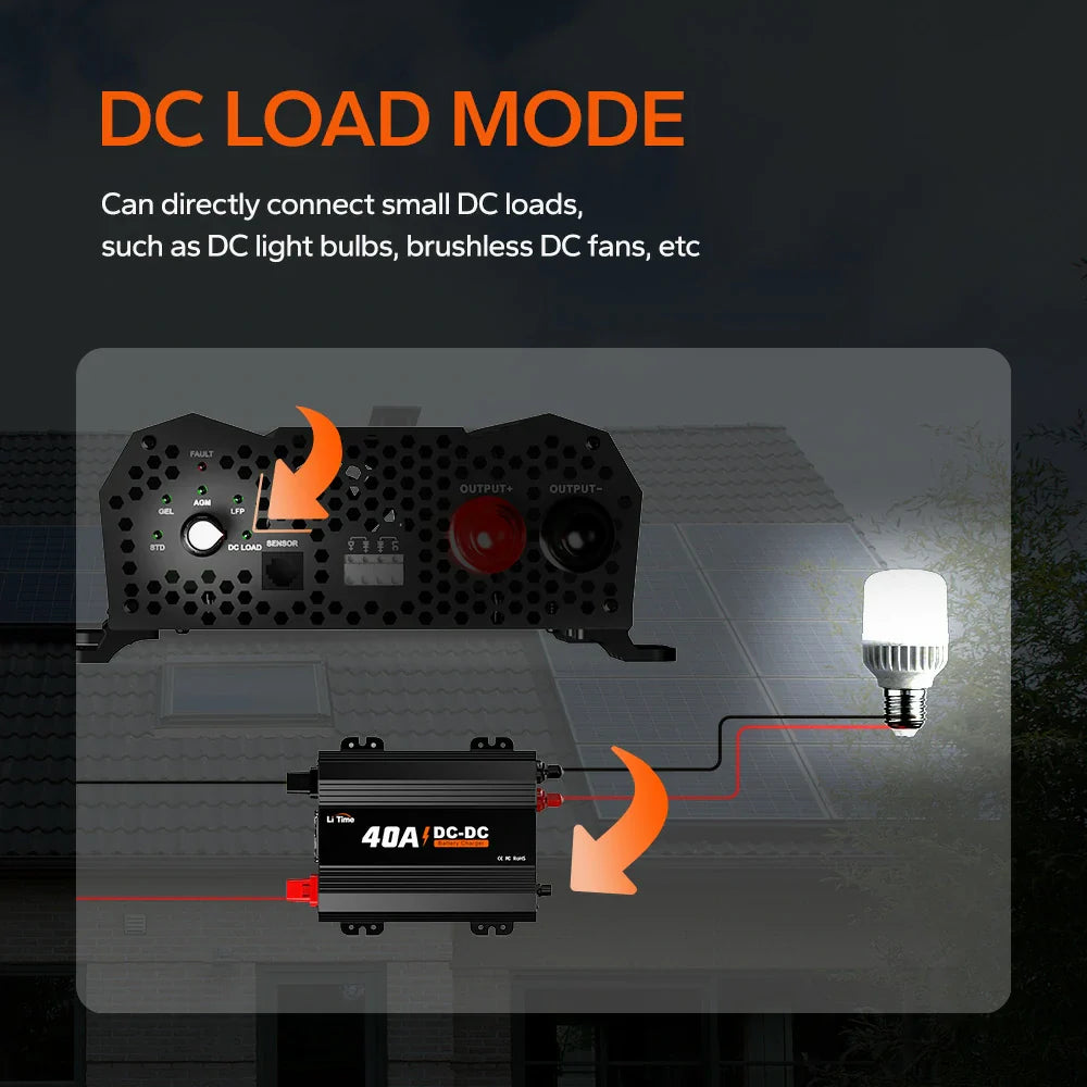 dc load mode feature of litime 40amp dc to dc charger