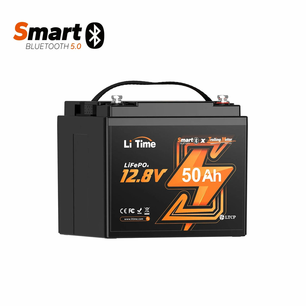 LiTime 12V 50Ah TM Lithium Bluetooth Battery for Trolling Motor