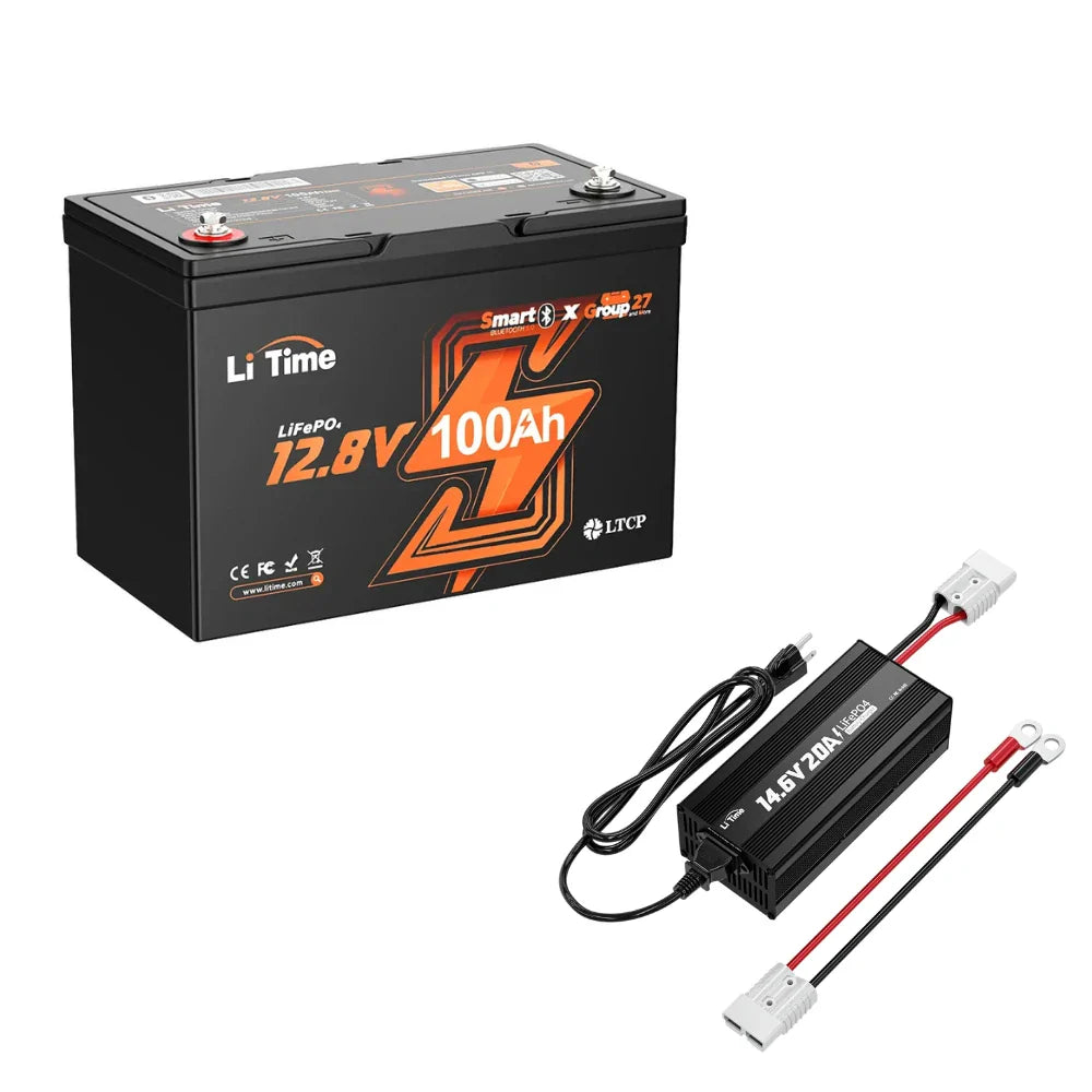 LiTime 12V 100Ah Group 27 Bluetooth Lithium Deep Cycle Battery