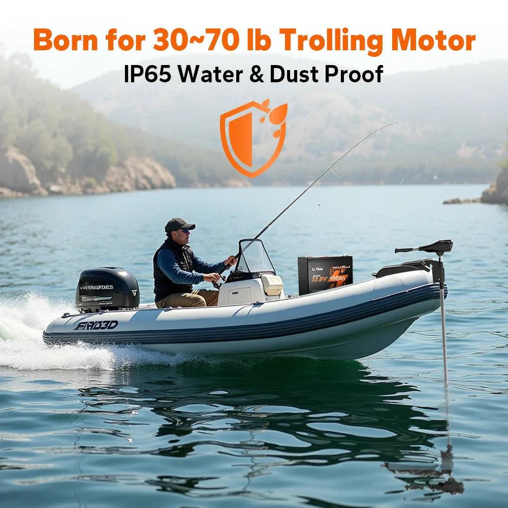 12v 100ah lithium battery with ip65 waterproof for 30~70lbs trolling motors