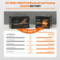 LiTime 12V 100Ah Group 24 Bluetooth Lithium Battery with Self Heating