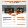 LiTime 12V 100Ah Group 24 Bluetooth Lithium Battery with Self Heating