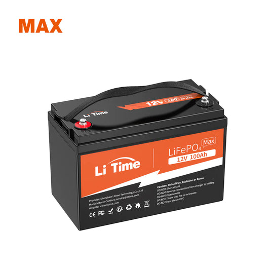 LiTime 12V 100Ah Max LiFePO4 Lithium Deep Cycle Battery 1000