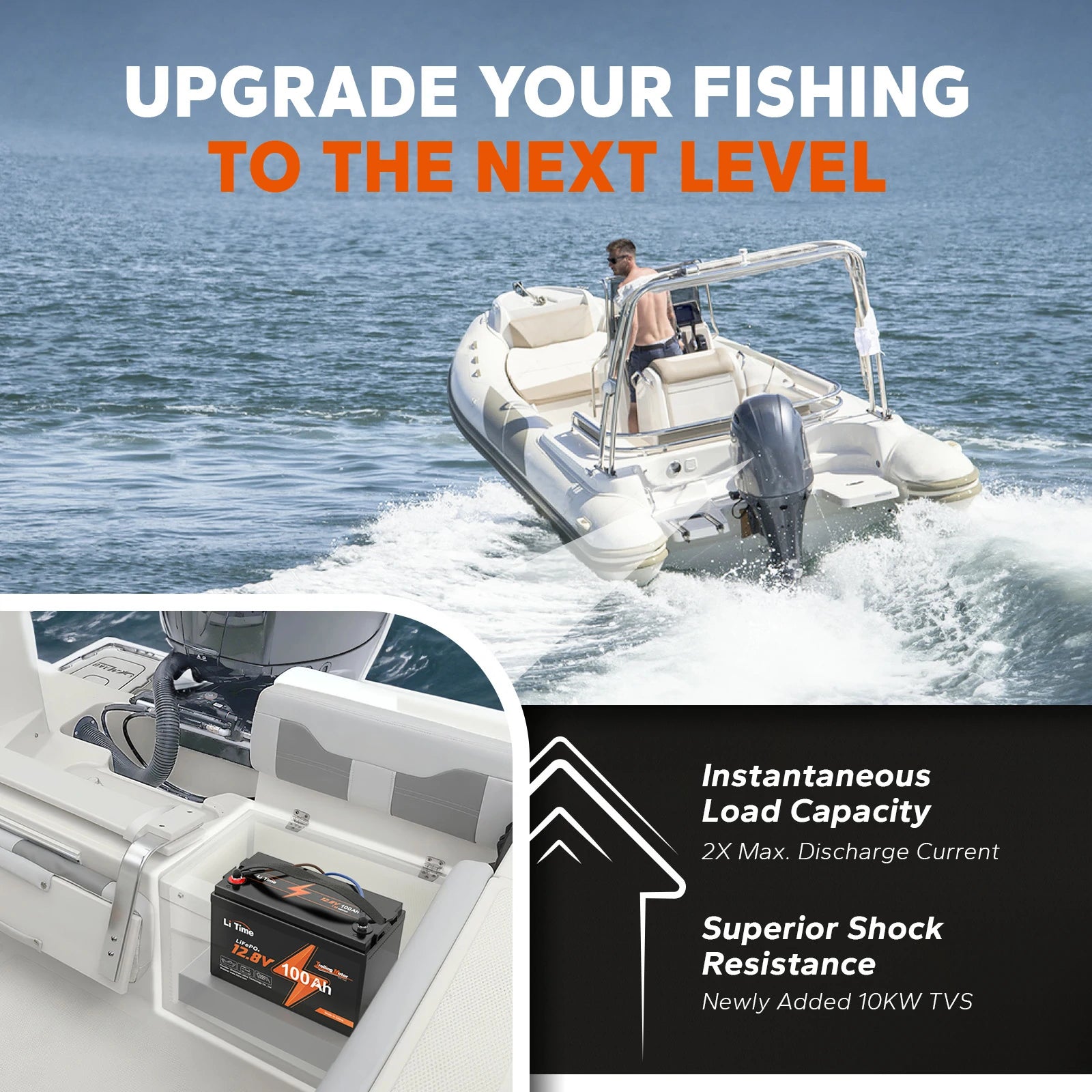 upgrade to litime 12v trolling motor battery for better experience: 2× max discharge current & superior shock resistance