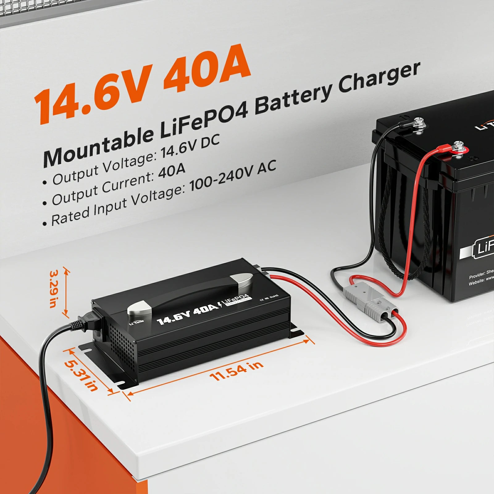 LiTime 12V(14.6V) 40A Lithium Battery Charger