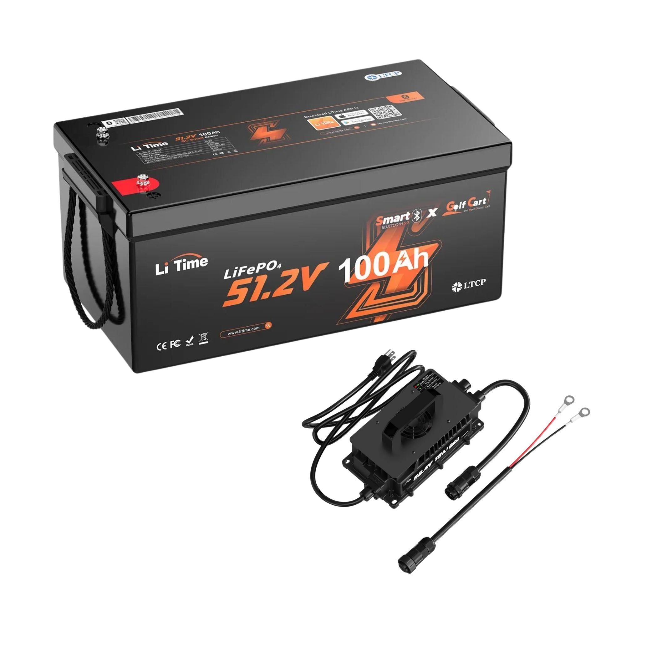 🌟[Black Friday Final Price C$1559.99]LiTime 48V 100Ah Golf Cart Bluetooth Lithium Battery