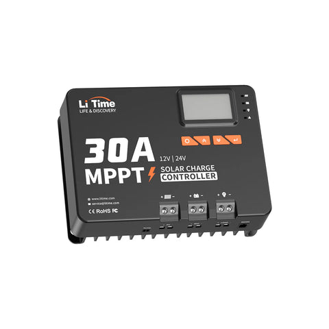 LiTime 30A MPPT 12V/24V Solar Charge Controller Bluetooth Integrated