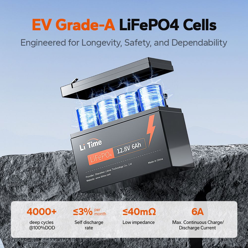 12v 6ah deep cycle lithium battery use EV Grade-A Cells