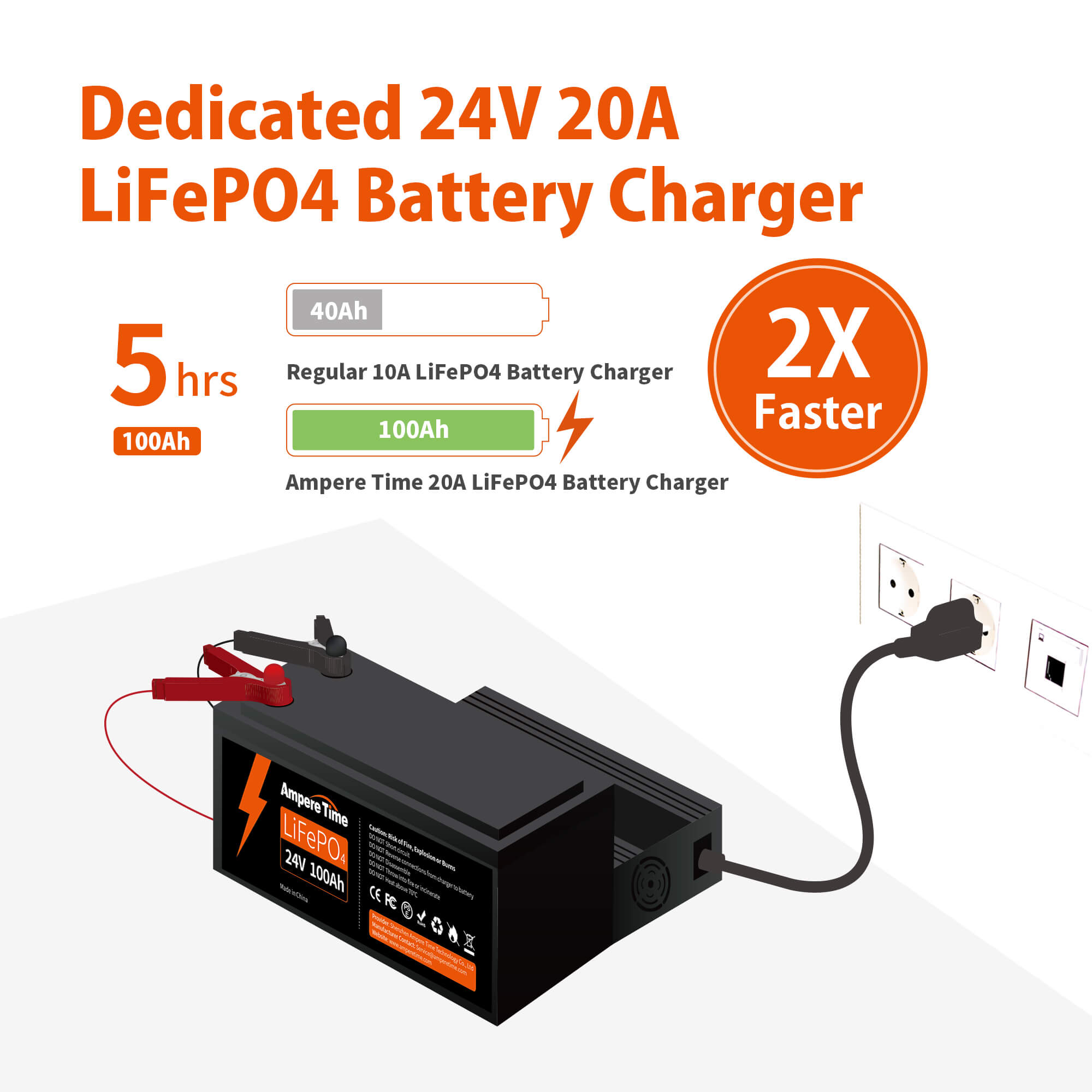 Ampere Time 29.2V 20A Dedicated LiFePO4 Battery Charger