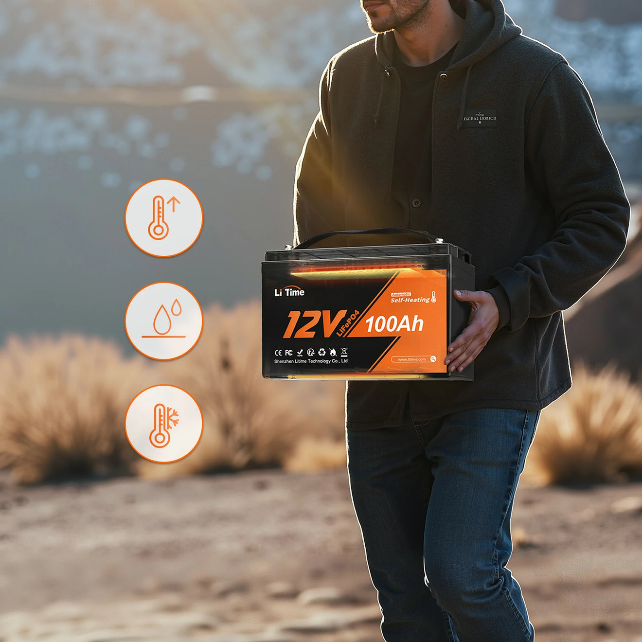 12V 100Ah Self Heating Lithium Battery