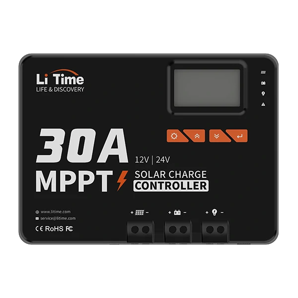 30A mppt 12v/24v solar charge controller samrt integrated