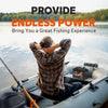 A man enjoys a relaxing fishing experience on a lake, with a LiTime 100ah battery powering the boat