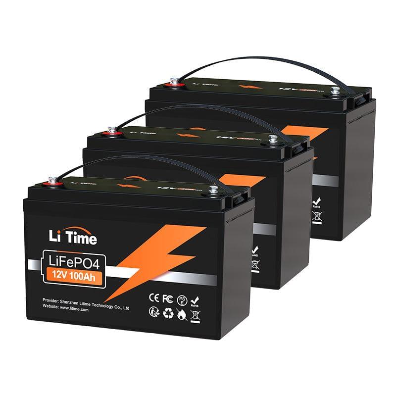 3 packs LiTime 12V 100Ah LiFePO4 Lithium Deep Cycle Battery  