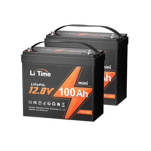 LiTime 12V 100Ah Mini LiFePO4 Lithium Battery 2pack