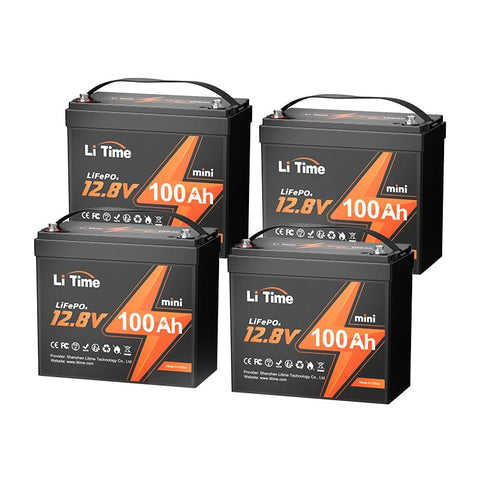 LiTime 12V 100Ah Mini LiFePO4 Lithium Battery 4pack