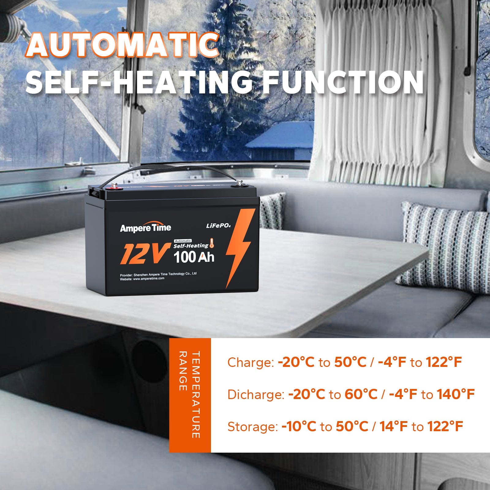 litime 12v 100ah self heating low temperature protection lithium battery