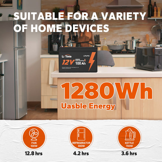 litime 12v 100ah self heating low temperature protection lithium battery