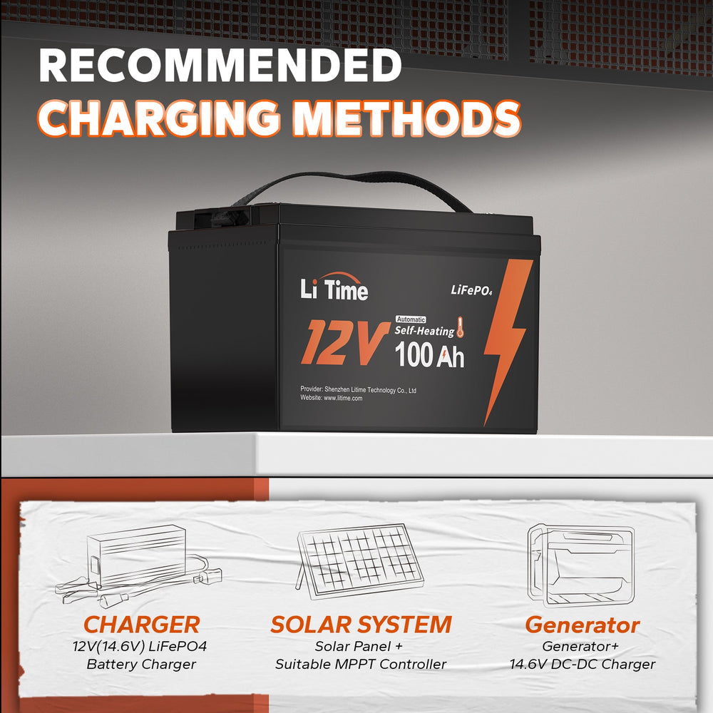 litime 12v 100ah self heating low temperature protection lithium battery