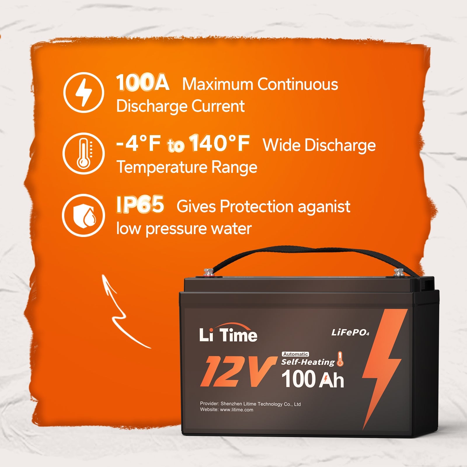 litime 12v 100ah self heating low temperature protection lithium battery