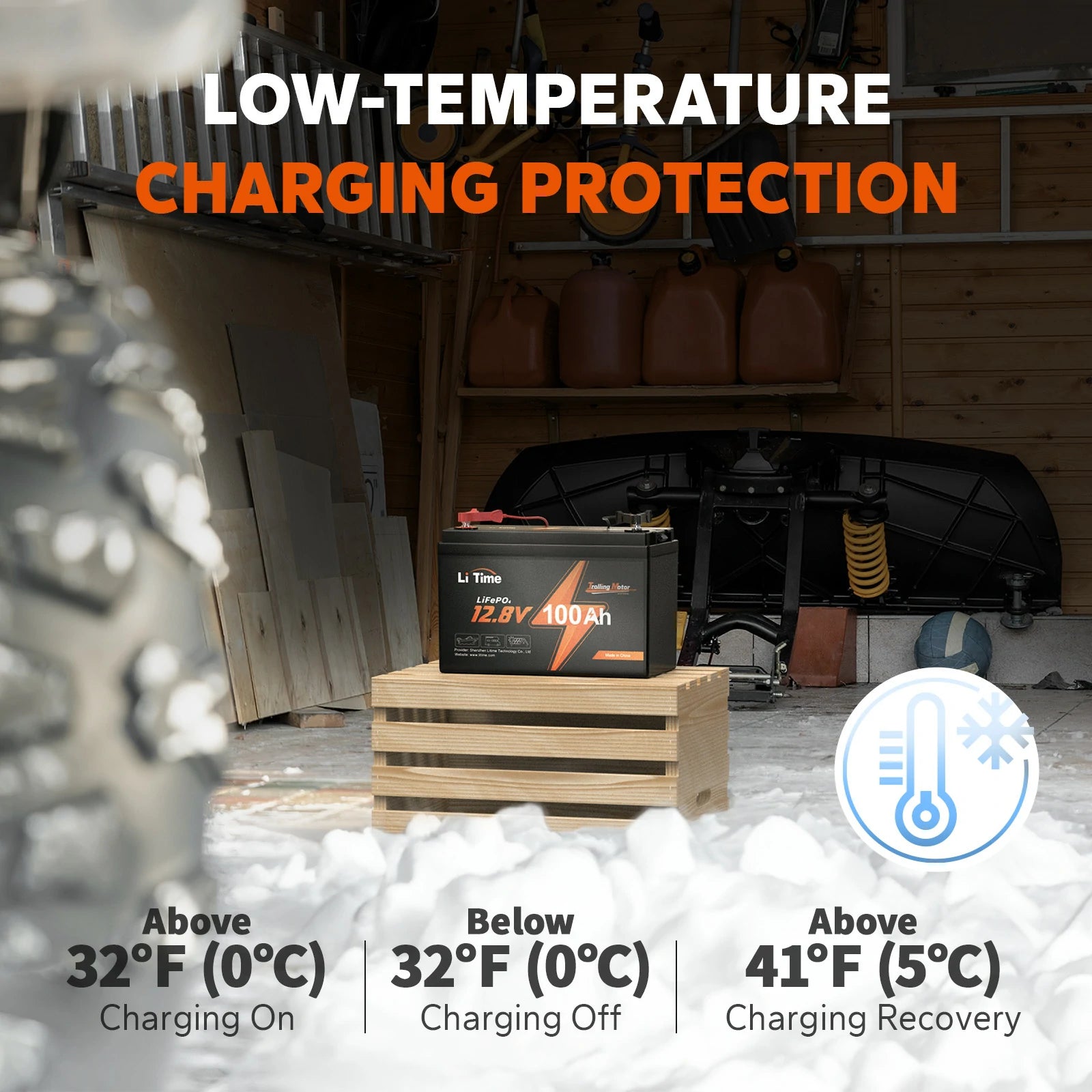 litime 12v 100ah TM lithium battery have low temperature protection