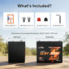 Group 24 12V 100Ah lithium battery dimensions, manual, M8 screws, and wrench included