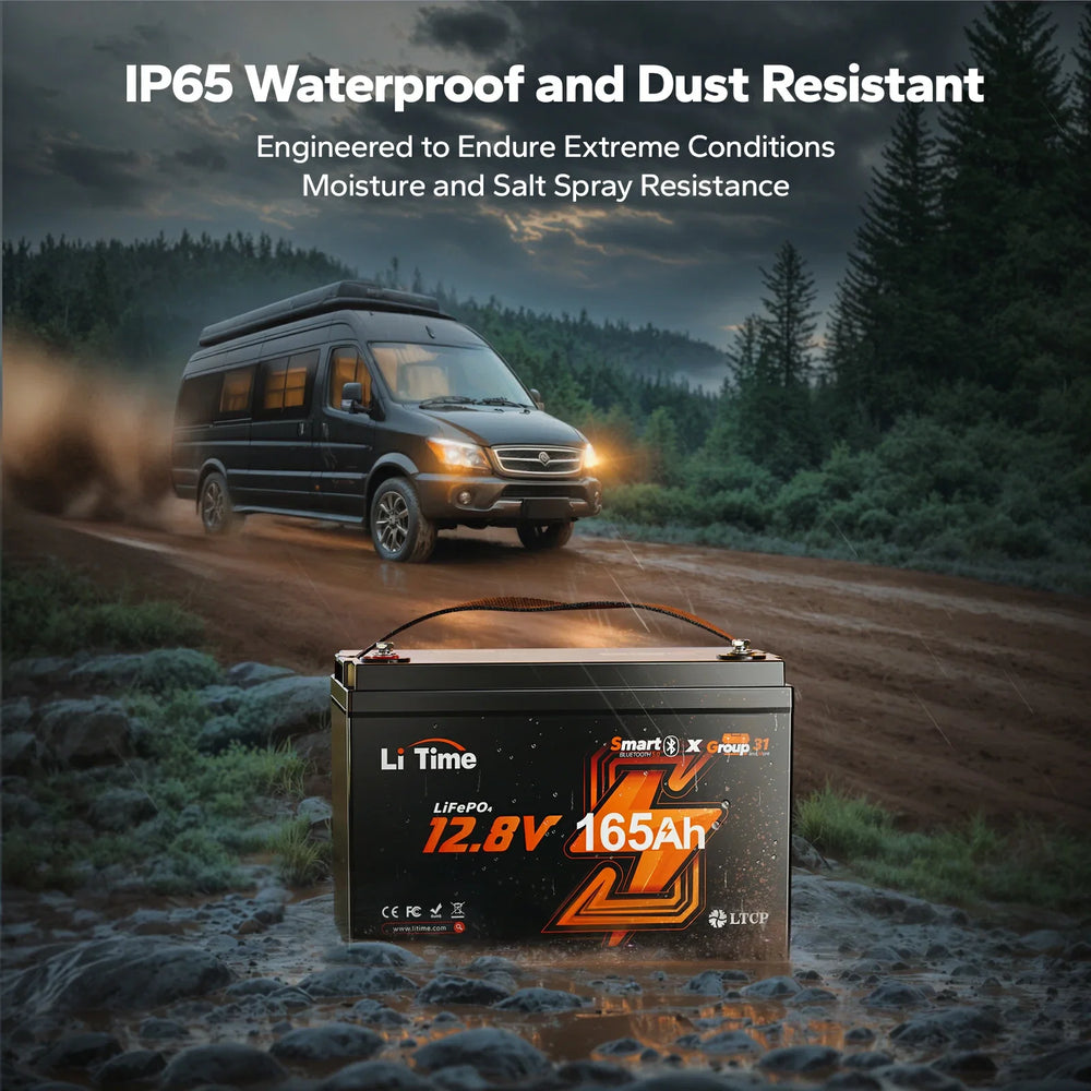 LiTime 12V 165Ah Bluetooth Lithium Deep Cycle Battery for RV camping