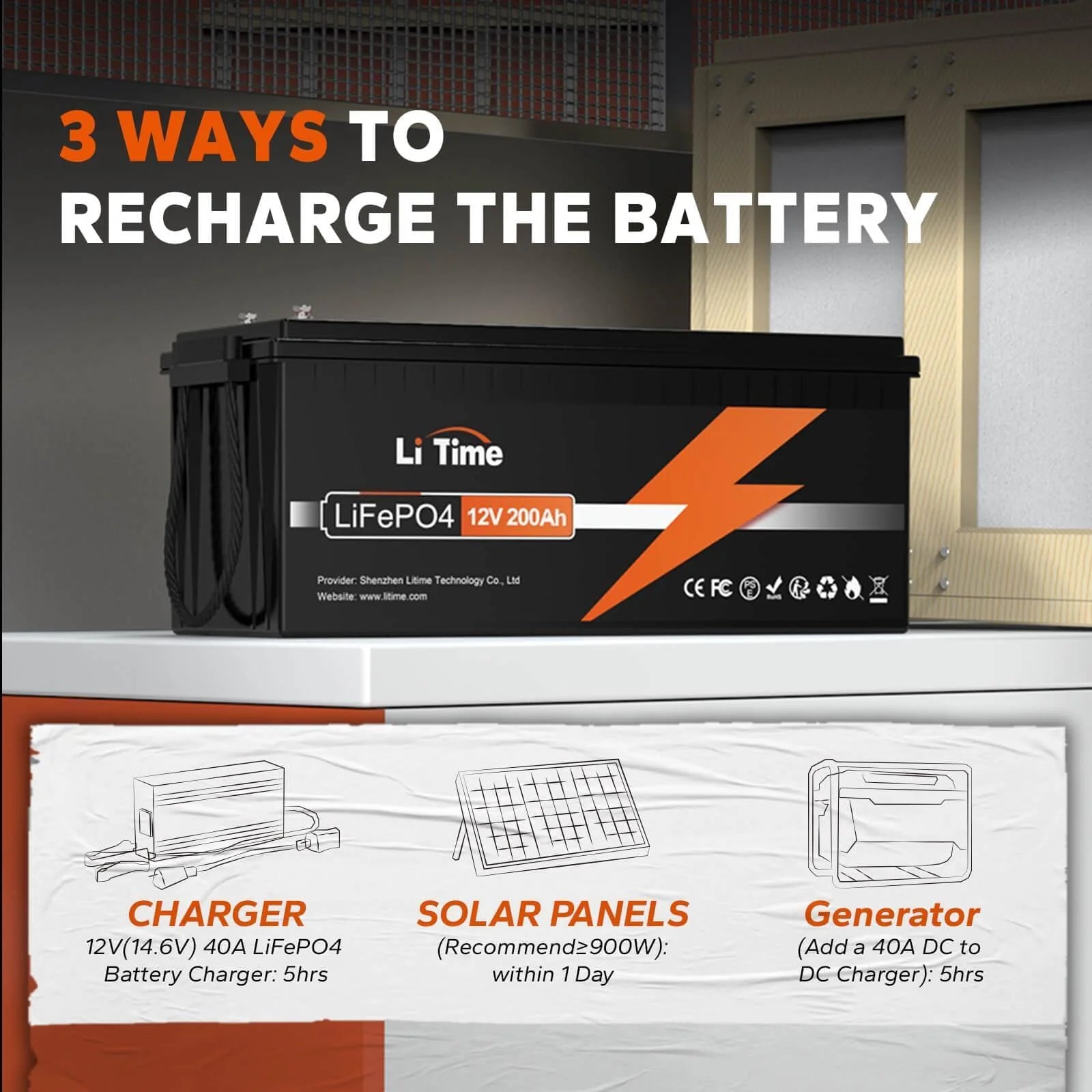LiTime 12V 200Ah Lithium Battery