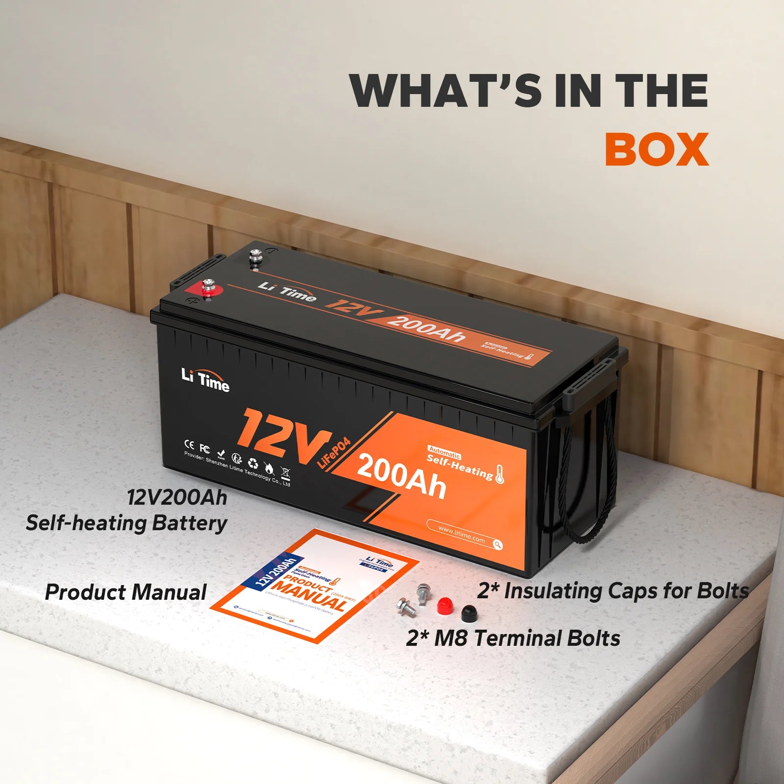 LiTime 12V 200Ah Self-Heating LiFePO4 Lithium Battery