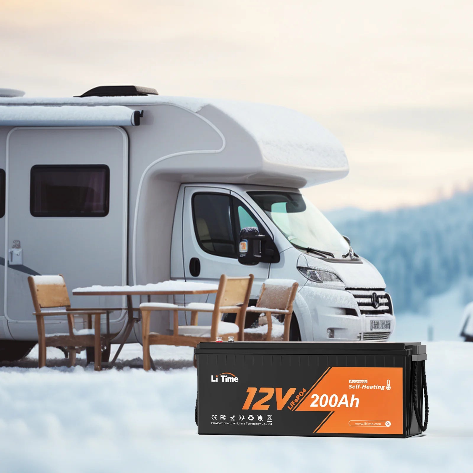 LiTime 12V 200Ah Self-Heating LiFePO4 Lithium Battery rv