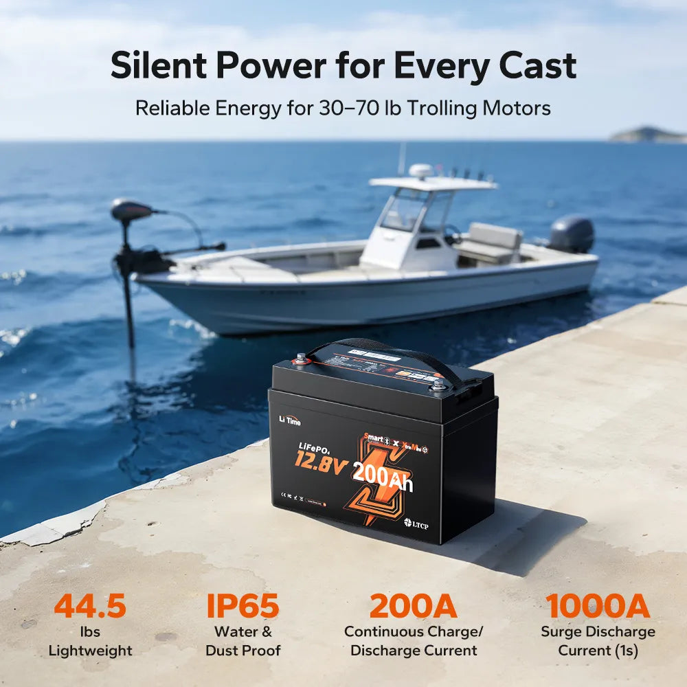 LiTime 12V 200Ah Xtra Mini Group 31 Lithium Battery for Marine and Trolling Motor