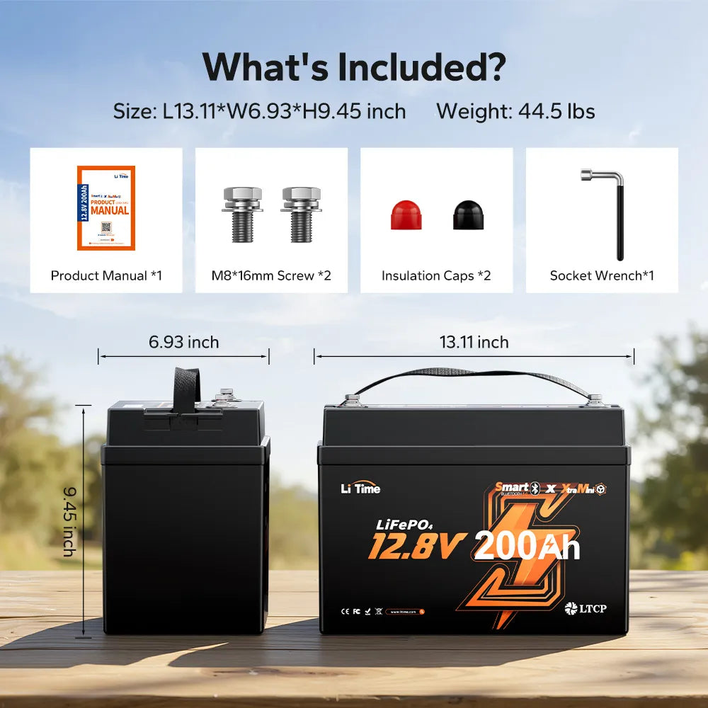LiTime 12V 200Ah Xtra Mini Group 31 Lithium Battery for Marine and Trolling Motor