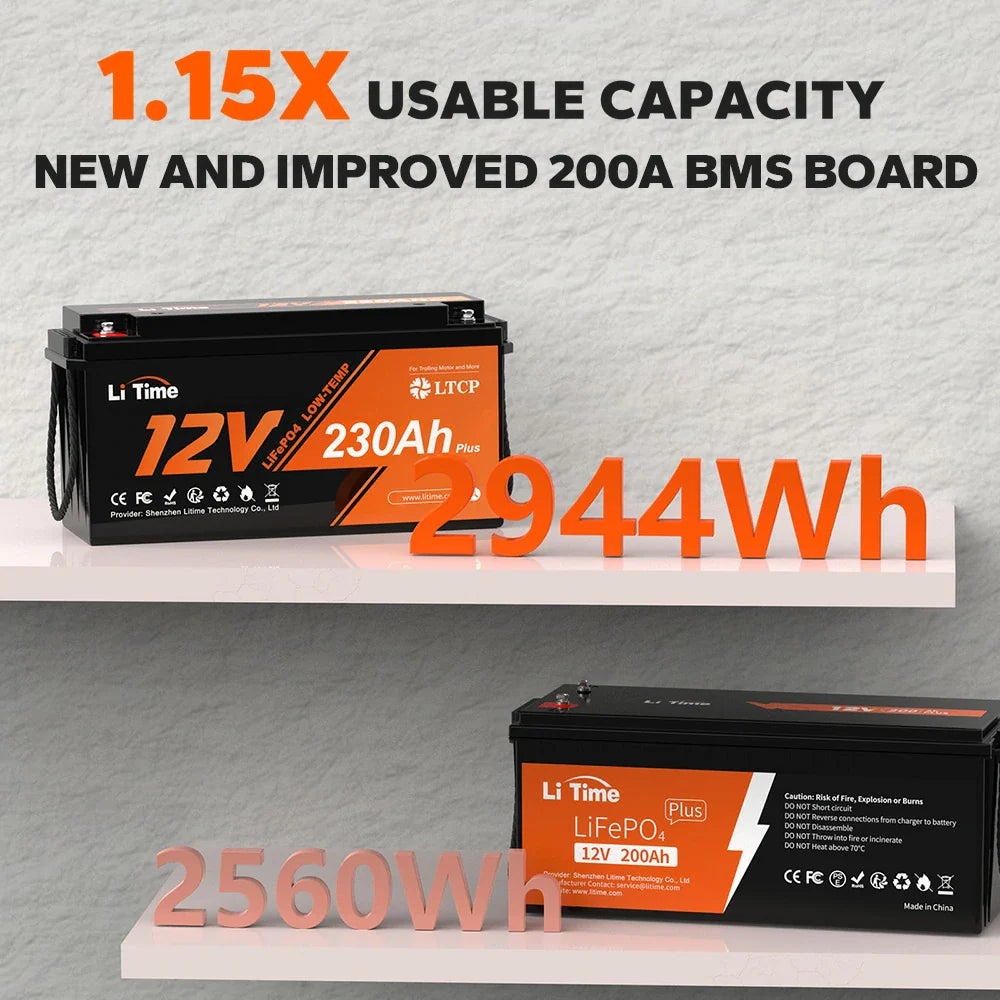 LiTime 12V 230Ah Plus Deep Cycle LiFePO4 Battery With Low-Temp Protection