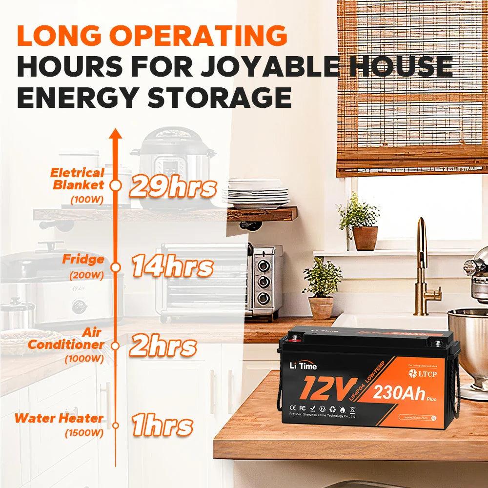 LiTime 12V 230Ah Plus Deep Cycle LiFePO4 Battery With Low-Temp Protection
