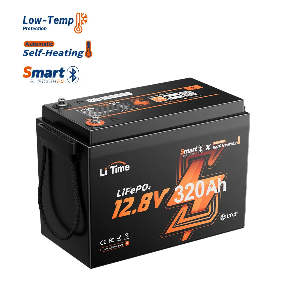 LiTime 12V 320Ah Mini Self-Heating Bluetooth Lithium Battery for RV and Off-Grid