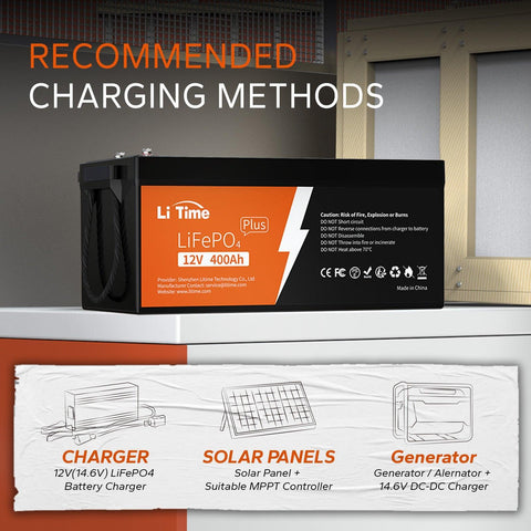 litime 12v 400ah lithium battery 3 charger methods