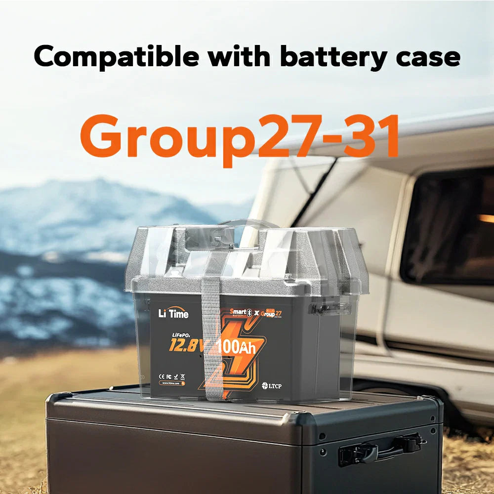 LiTime 12V 100Ah Group 27 Bluetooth Lithium Deep Cycle Battery