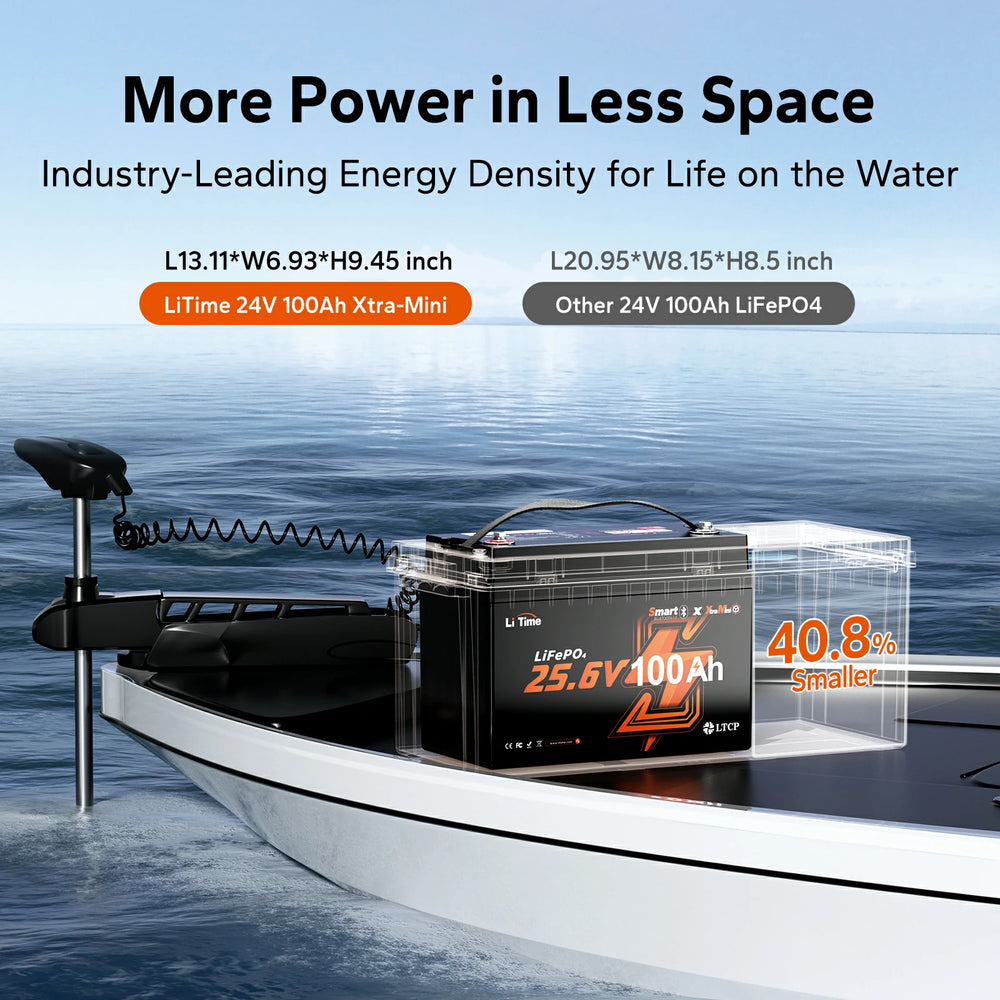 LiTime 24V 100Ah Group 31 Bluetooth LiFePO4 Battery for Trolling Motors & RV