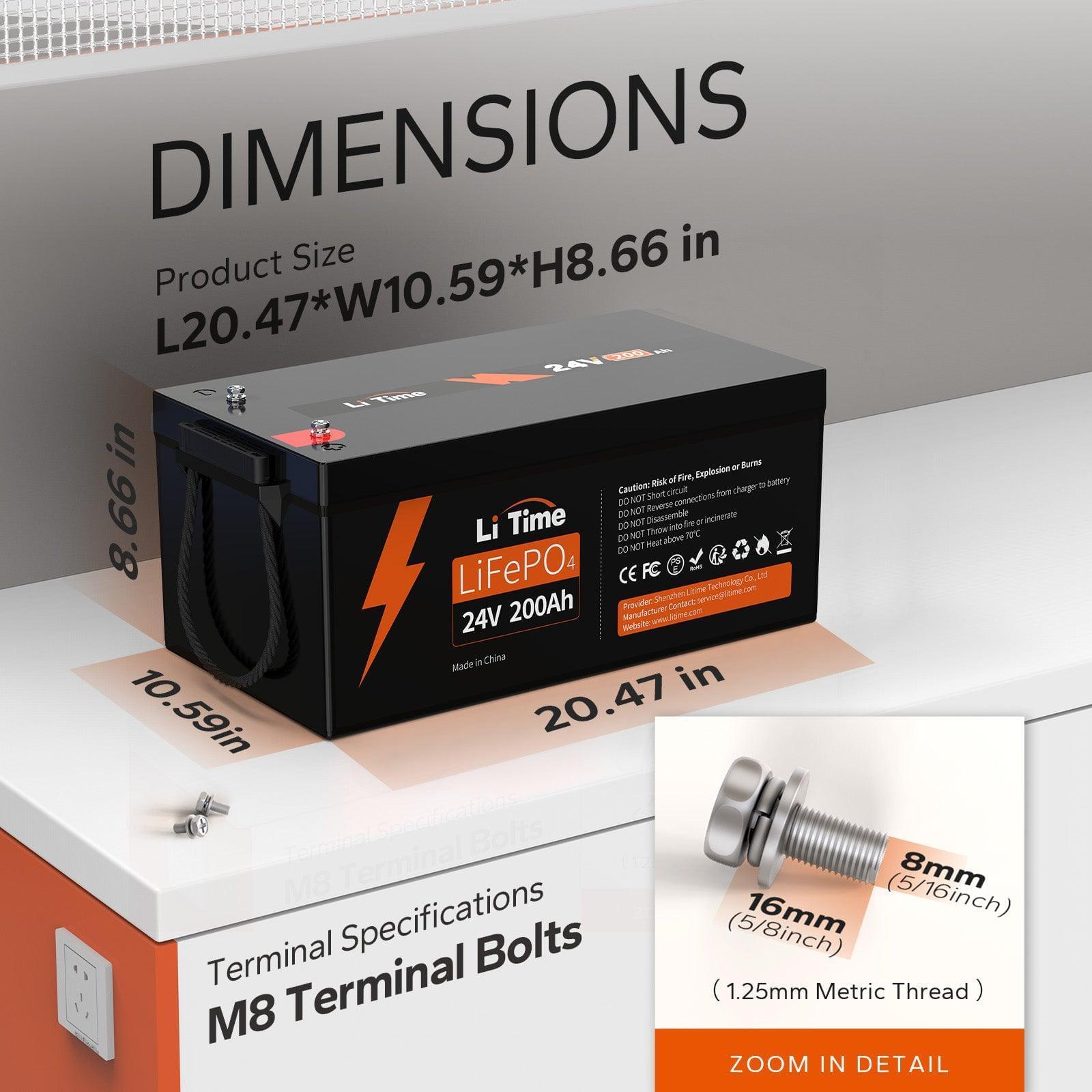 litime 24v 200ah lithium battery dimensions