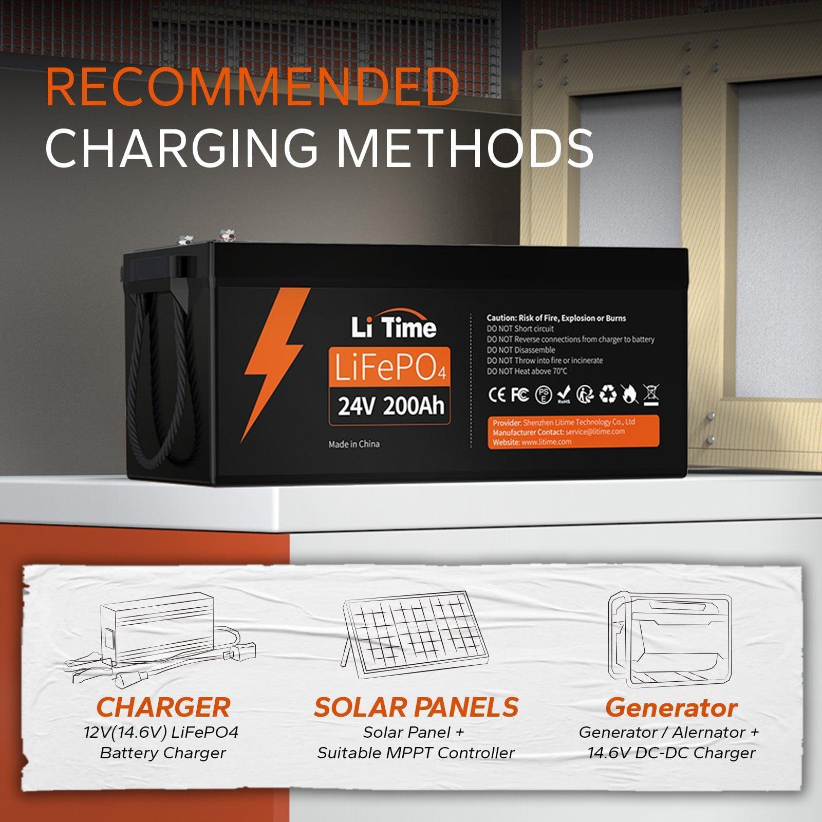 litime 24v 200ah lithium battery 3 ways to recharge