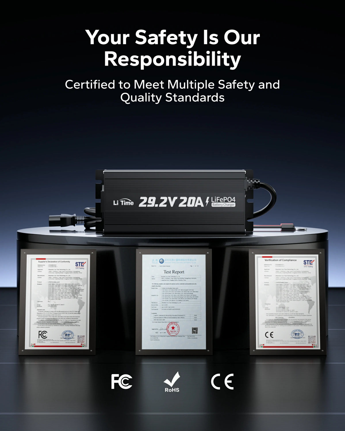 LiTime 24 (29.2) V 20A Mini Mountable Lithium Battery Charger