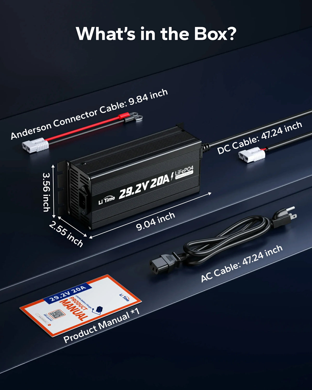 LiTime 24 (29.2) V 20A Mini Mountable Lithium Battery Charger