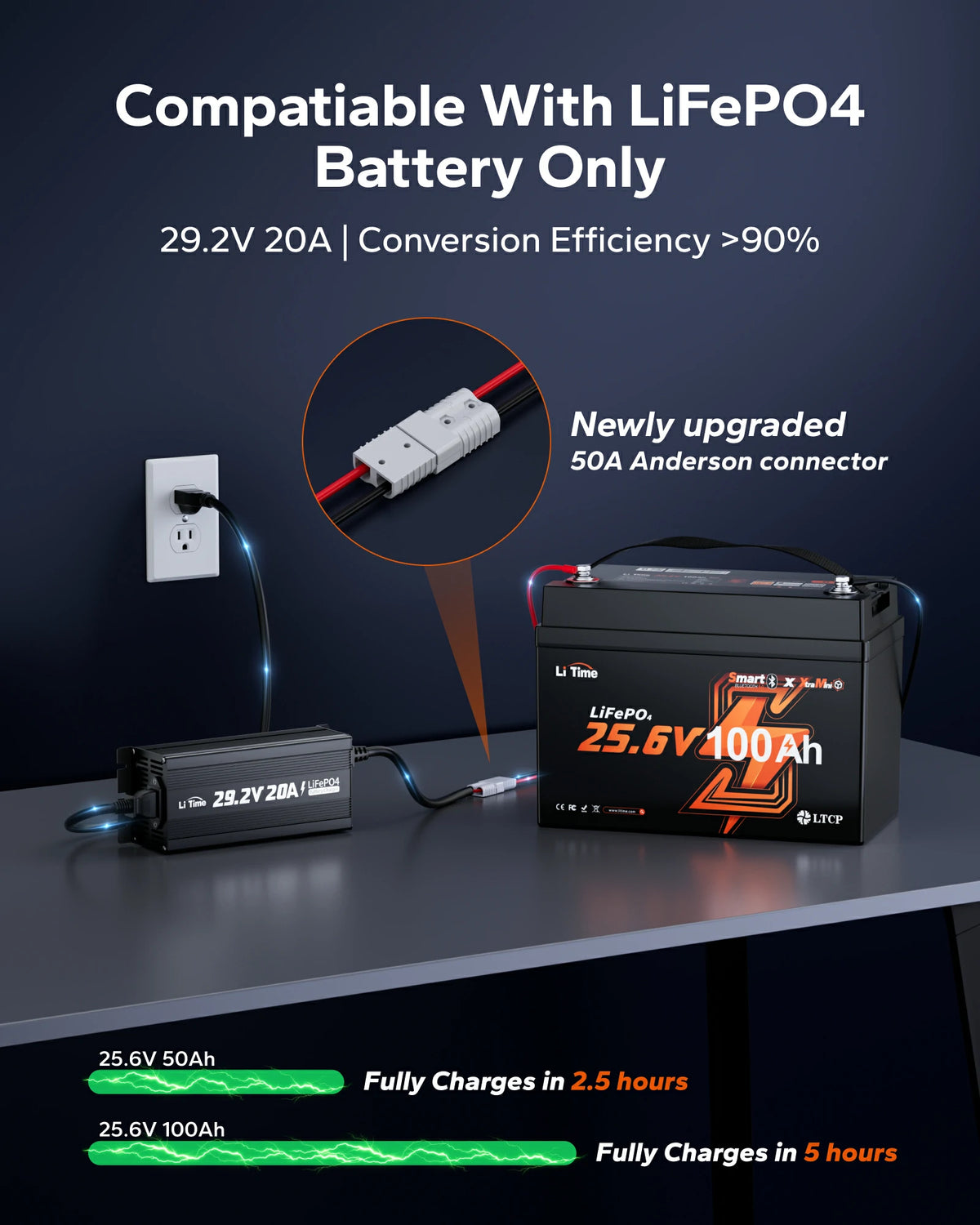 LiTime 24 (29.2) V 20A Mini Mountable Lithium Battery Charger